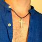 Preview: Kette Kreuz Edelstahl, mit gew. Stoffband