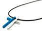 Preview: Kette geteiltes Kreuz Edelstahl, mit gew. Stoffband