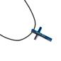 Preview: Kette geteiltes Kreuz Edelstahl, mit gew. Stoffband