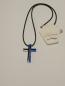 Preview: Kette geteiltes Kreuz Edelstahl, mit gew. Stoffband
