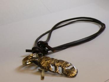 Kette, Leder mit Feder, braun