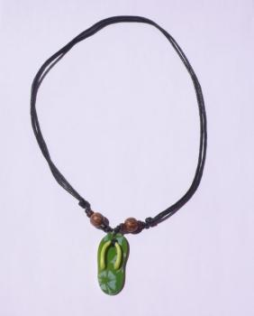 Kette, Lederband und Flip-Flopanhänger, green