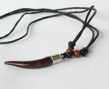 Stoffband mit Anhänger glatter  Zahn, schwarzbraun, 5 cm