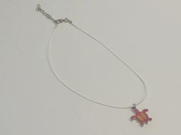 Anhänger Schildkröte, pink an weißem Stoffband