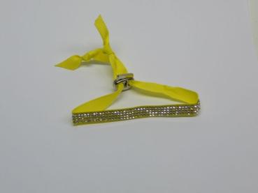 Armband verstellbar, vierreihiger Strass, gelb