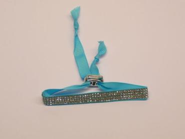 Armband verstellbar, vierreihiger Strass, türkis