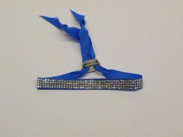 Armband verstellbar, vierreihiger Strass, blau