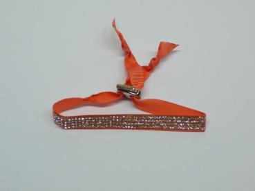 Armband verstellbar, vierreihiger Strass, koralle