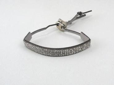 Armband verstellbar, vierreihiger Strass, grau