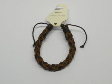 Lederarmband geflochten, braun/hellbraun