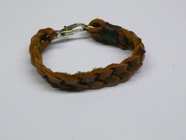 Armband, Leder geflochten flach, braun