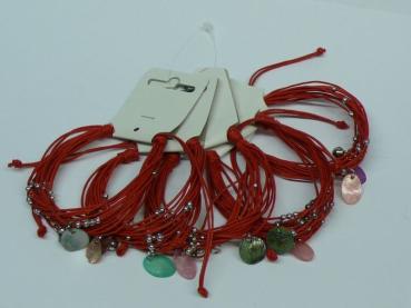 Armband Kordel mit Perlmutt, rot