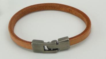 Rindsleder-Armband mit Metallverschluss, braun