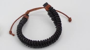 Rindsleder-Armband zweireihig verflochten, schwarz-braun