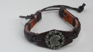 Armband, Leder mit Emblem Adlerkopf