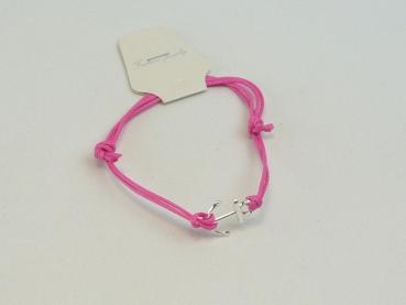 Wachskordelarmband, verstellbar mit Metall-Anker, rosé
