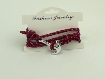 Wickelarmband Paracord mit Metallankerverschluss, rot