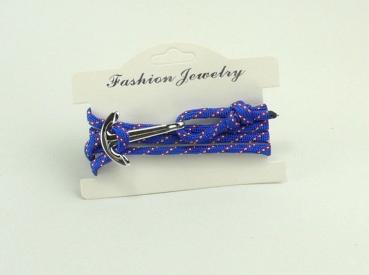 Wickelarmband Paracord mit Metallankerverschluss, blau