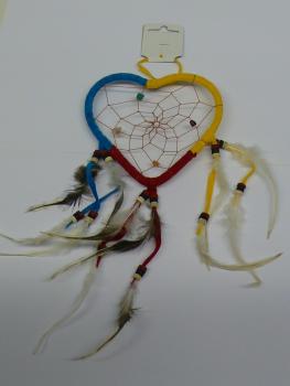 Traumfänger, Herzform 12cm Durchmesser, bunt