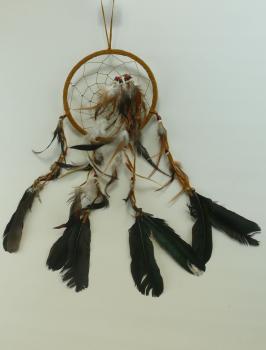 Traumfänger, 17x45 cm, hellbraun mit braun-schwarzen Federn