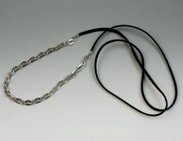 Kette, Leder mit Metallgliedern, schwarz