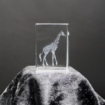 Kristall-Quaderblock 44 x 30 x 30, Motiv Giraffe
