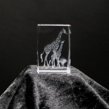Kristall-Quaderblock 44 x 30 x 30, Motiv 2 Giraffen
