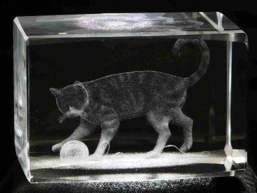 3D-Glas-Cube-Katze, versch. Größen
