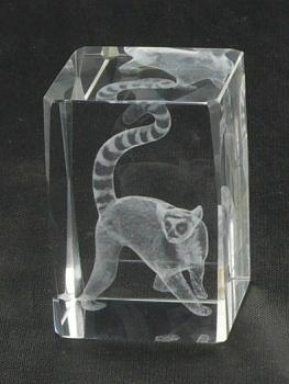 Kristall-Quaderblock 60 x 40 x 40, Motiv Lemur