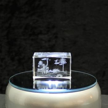 Kristall-Quaderblock Motiv mehrere Saurier