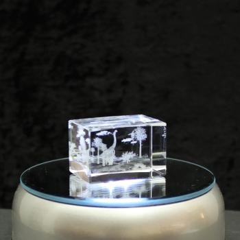 Kristall-Quaderblock Motiv mehrere Saurier