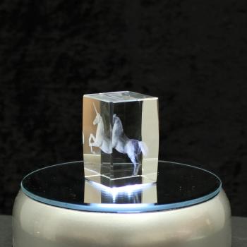 3D-Glas-Cube-Einhorn, versch. Größen