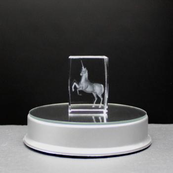 Kristall-Quaderblock Motiv Einhorn
