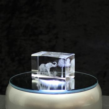 3D-Glas-Cube-Elephant unter Baum, versch. Größen