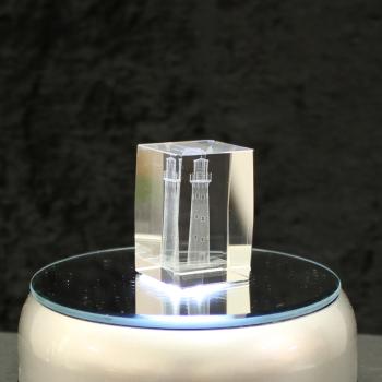 3D-Glas-Cube-Leuchtturm, versch. Größen
