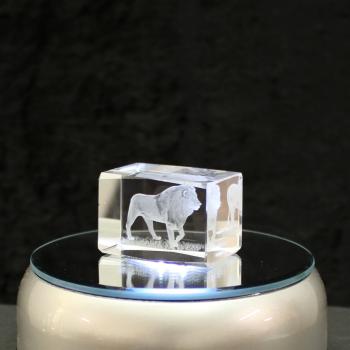 3D-Glas-Cube-laufender Löwe, versch. Größen