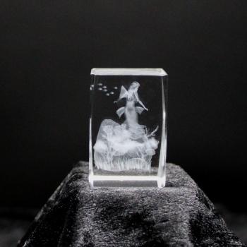 Kristall-Quaderblock 44 x 30 x 30, Motiv  Meerjungfrau