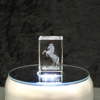 3D-Glas-Cube-aufst. Pferd, versch. Größen