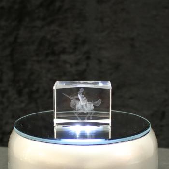 3D-Glas-Cube-Ritter auf Pferd, versch. Größen