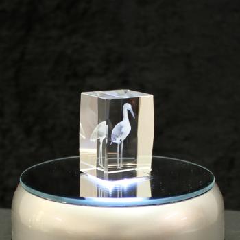 3D-Glas-Cube-Storch, versch. Größen