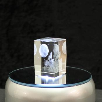 3D-Glas-Cube-heulender Wolf, versch. Größen