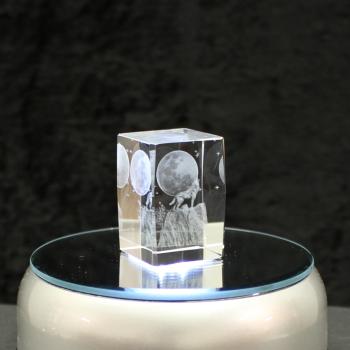 3D-Glas-Cube-heulender Wolf, versch. Größen