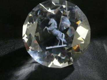 Kristalldiamant mit Motiv aufst. Pferd
