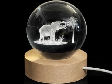 Glaskugel d=60 mm Motiv Elefant