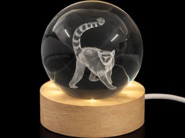 Glaskugel d=60 mm Motiv Lemur