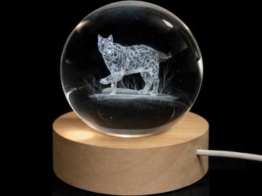 Glaskugel d=60 mm Motiv Luchs