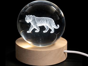 Glaskugel d=60 mm Motiv Tiger