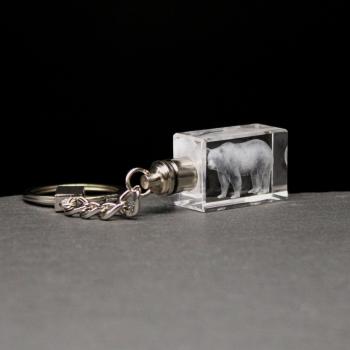 LED Glasschlüsselanhänger,, Motiv Braunbär
