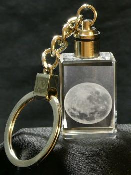 LED Glasschlüsselanhänger,Motiv Mond