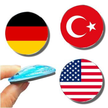 Strong, colorful, round glass magnets, motif Country Flag